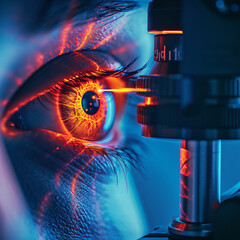 Laser vision correction. Woman's eye. Human eye. Woman eye with laser correction - obrazy, fototapety, plakaty