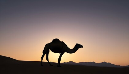 A Camels Hump Silhouetted Against A Desert Horizo Upscaled 4