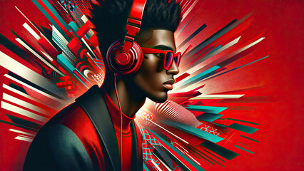 Futuristic Beats: Dynamic DJ with Headphones Digital Art for Modern Decor