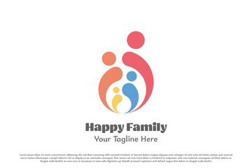 Family logo icon. Silhouette group family people characters human person father mother child care affection help support. Modern minimal simple people group grateful abstract design illustration.