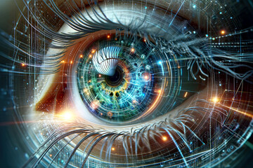 Vision of Tomorrow: Cybernetic Eye Digital Artwork for Futuristic Interiors