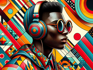 Futuristic Beats: Dynamic DJ with Headphones Digital Art for Modern Decor