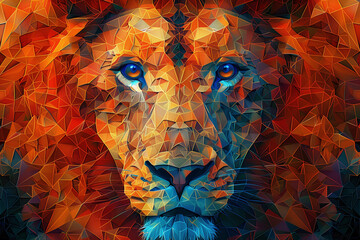 Abstract Geometric Lion Head Polygon Pattern 