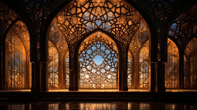 prayer architecture mosque building illustration islamic worship, courtyard arches, calligraphy mihrab prayer architecture mosque building