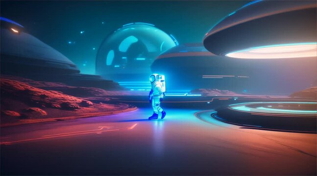 3D animation of an astronaut floating in space. Designed for fantastic, futuristic, science or space travel backgrounds.