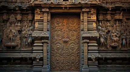 Fototapeta na wymiar entrance door temple building illustration sacred architecture, religious worship, gate shrine entrance door temple building