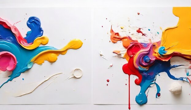 Creative art concept with colorful paints over white paper