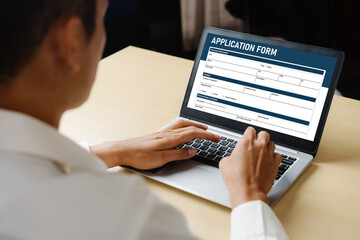 Fototapeta na wymiar Online application form for modish registration on the internet website