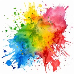 Vibrant watercolor splash with a rainbow of hues creating a dynamic and artistic background.