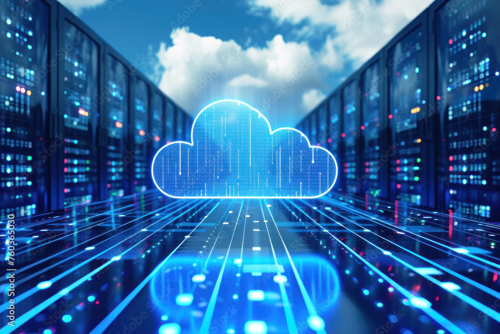 Poster cloud computing technology concept.cloud computing and big data concept