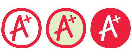 grade A plus sign, grading sign of students in the educational system