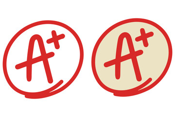 grade A plus sign, grading sign of students in the educational system