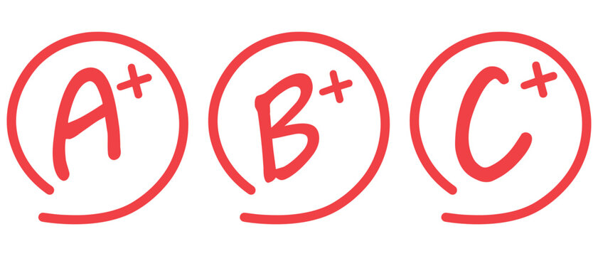 grade A plus sign, grading sign of students in the educational system