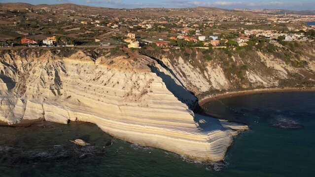 Scala dei Turchi Stair of the Turks, Sicily Italy, Scala dei Turchi. A rocky cliff on the coast of Realmonte, near Porto Empedocle, southern Sicily, Italy. Europe, white cliffs at sunset in Sicilia