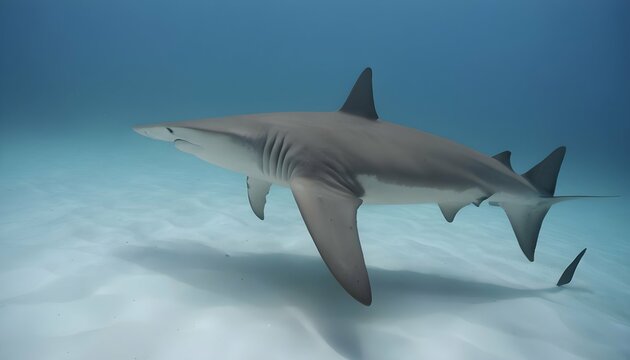 A Hammerhead Shark Swimming In A Tight Formation W