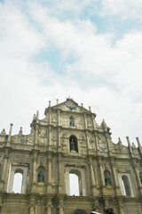 tourist destination in Macau, China, the front wall of the ruins of St. Paul