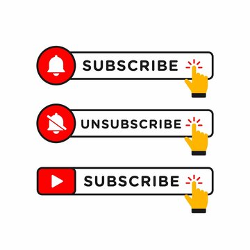 Subscribe Unsubscribe Red Button With Bell Video Icon Channel