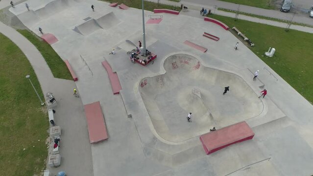 Beautiful Skatepark Mielec Aerial View Poland