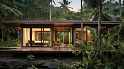 paradise resort bungalow building illustration relaxation vacation, spa pool, cabana hammock paradise resort bungalow building