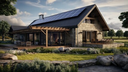 Obraz premium design new farmhouse building illustration architecture rustic, modern home, renovation interior design new farmhouse building