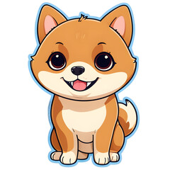 Sticker Smiling Cartoon Shiba Dog Illustration, Shiba Transparency 