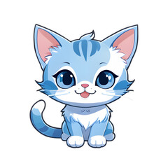 Sticker Smiling Cartoon Cat Illustration, Cat Transparency 