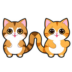 Sticker Smiling Cartoon Cat Illustration, Cat Transparency 