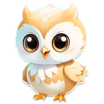 Sticker Smiling Cartoon Owl Illustration, Owl Transparency 