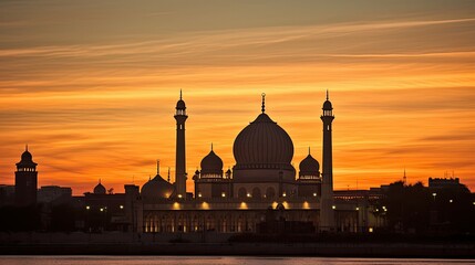 Fototapeta premium landmark monument mosque building illustration structure dome, prayer worship, islamic design landmark monument mosque building
