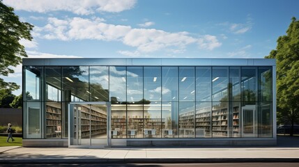 Obraz premium architecture modern library building illustration community flexibility, collaboration digital, interactive learning architecture modern library building