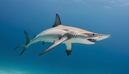 A Hammerhead Shark With A Remora Fish Hitching A R