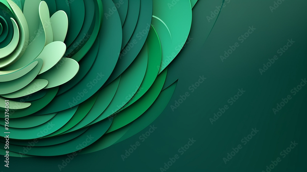 Wall mural 3d abstract background with paper cut shapes on green background - Wall murals