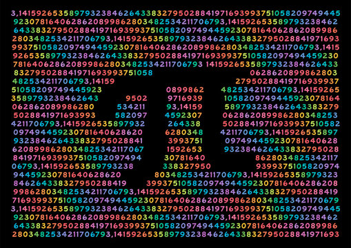 pi symbol in mixed colored numbers. numbers and pi symbol concept