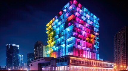 Obraz premium architecture skyscraper hotel building illustration city view, modern urban, tall glass architecture skyscraper hotel building
