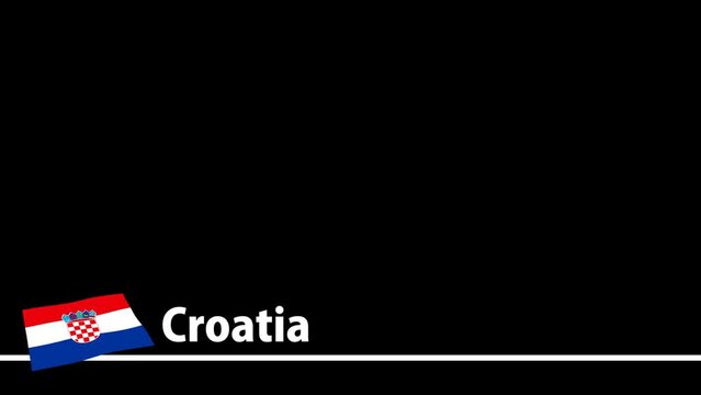 クロアチアの国旗と国名が画面下部に現れます。背景はアルファチャンネル(透明)です。