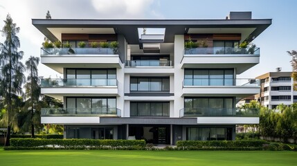 Fototapeta premium investment property condominium building illustration ownership management, rental amenities, location luxury investment property condominium building