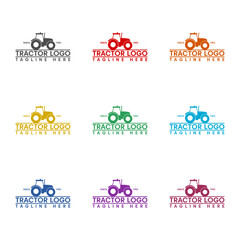 Tractor logo icon isolated on white background. Set icons colorful