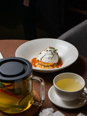 Gastronomic Delight: Steak and Salad, Soup and Meatballs, Dessert and Wine in the Taste Workshop under the Guidance of the Chef: Food Photos from the Best Cafés and Restaurants.