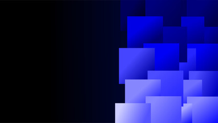 Glowing layers of squares over dark emoty night theme background