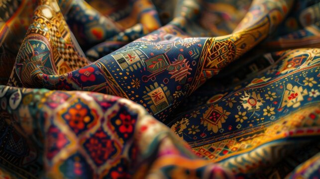 Arabian fabric pattern. Traditional oriental beautifully folded textile with ornaments