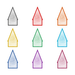 Wood house home icon isolated on white background. Set icons colorful
