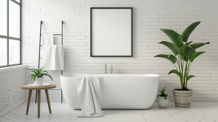 Frame mockup.cozy style.hotel mood apartment interior.home bathroom interior