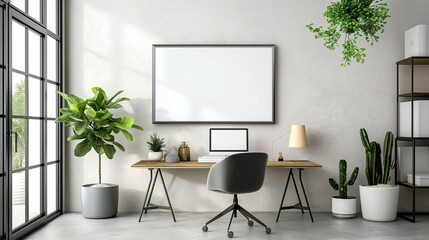 Frame mockup for illustrators. Cozy and modern style. Interior