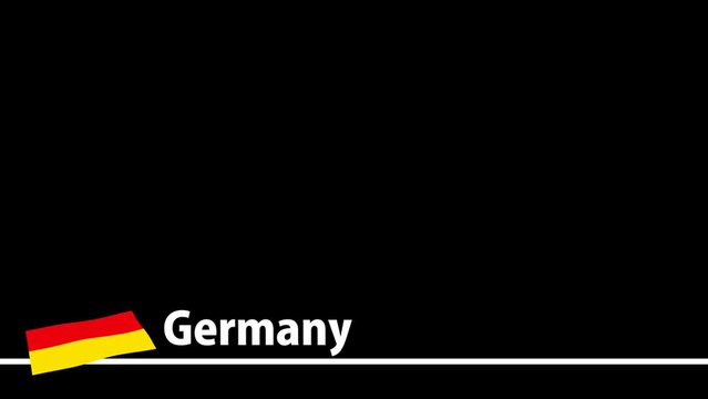 ドイツの国旗と国名が画面下部に現れます。背景はアルファチャンネル(透明)です。