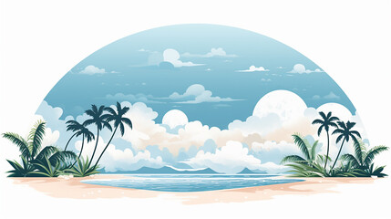 Fototapeta na wymiar minimalistic beach landscape cut out illustration on white background