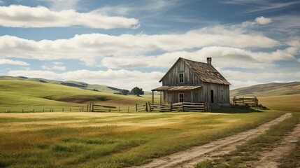 Fototapeta na wymiar rustic wooden farmhouse building illustration country home, barn cabin, vintage traditional rustic wooden farmhouse building