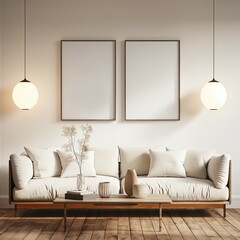 Frame mockup.cozy and modern style sofa.home living room interior