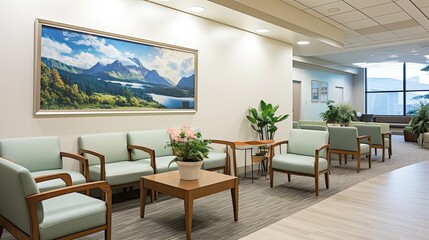 Fototapeta premium staff office hospital building illustration patients surgery, rooms equipment, technology professionals staff office hospital building