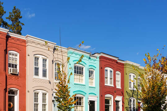 Traditional Old American Buildings in  Georgetown, Washington, DC.