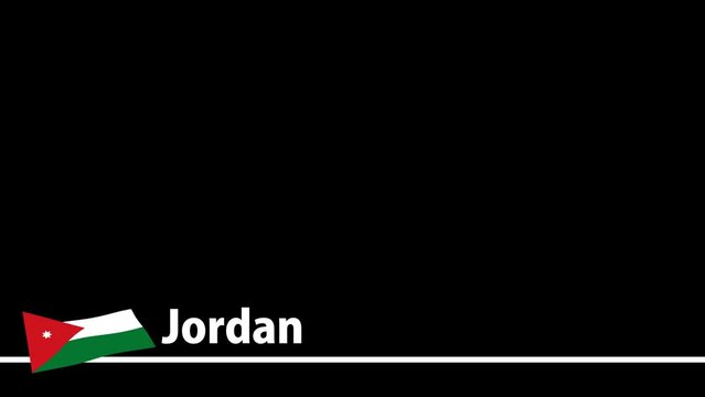 ヨルダンの国旗と国名が画面下部に現れます。背景はアルファチャンネル(透明)です。